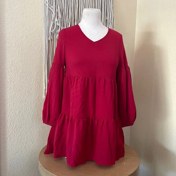 burgundy dress tops Never Too Late Burgundy Red Corduroy Dress, Large - The Mint Julep Boutique main image 1